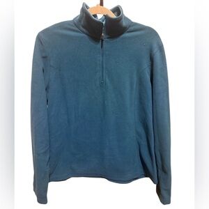 Lands’ End Women’s Teal Blue Pullover Fleece 1/4 Zip Sz L (14-16)